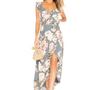 Privacy Please: Floral Wrap Ruffle Dress (Size Small)